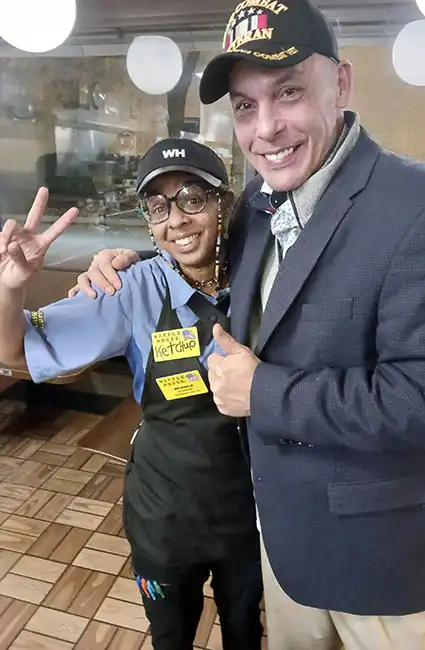 Author David Haave loving the peace with his great fan.